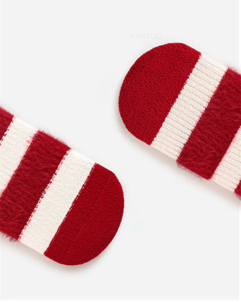 0-12Y Children Winter Plush Socks Christmas New Year Red Newborn Baby Toddler Socken Thicken Warm Boys Girls Children Stockings
