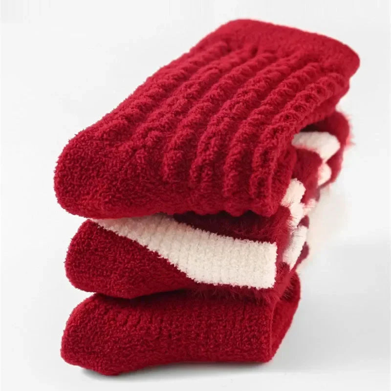 0-12Y Children Winter Plush Socks Christmas New Year Red Newborn Baby Toddler Socken Thicken Warm Boys Girls Children Stockings