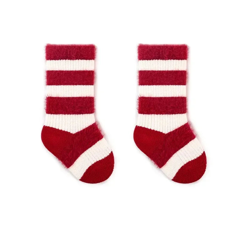 0-12Y Children Winter Plush Socks Christmas New Year Red Newborn Baby Toddler Socken Thicken Warm Boys Girls Children Stockings