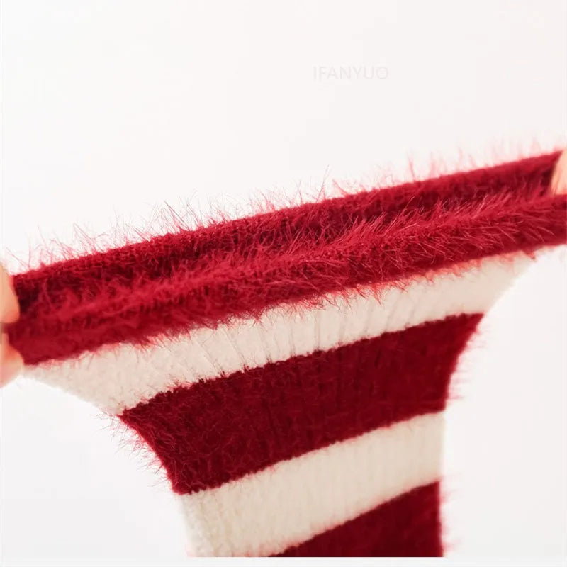 0-12Y Children Winter Plush Socks Christmas New Year Red Newborn Baby Toddler Socken Thicken Warm Boys Girls Children Stockings