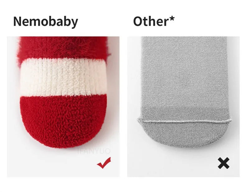 0-12Y Children Winter Plush Socks Christmas New Year Red Newborn Baby Toddler Socken Thicken Warm Boys Girls Children Stockings