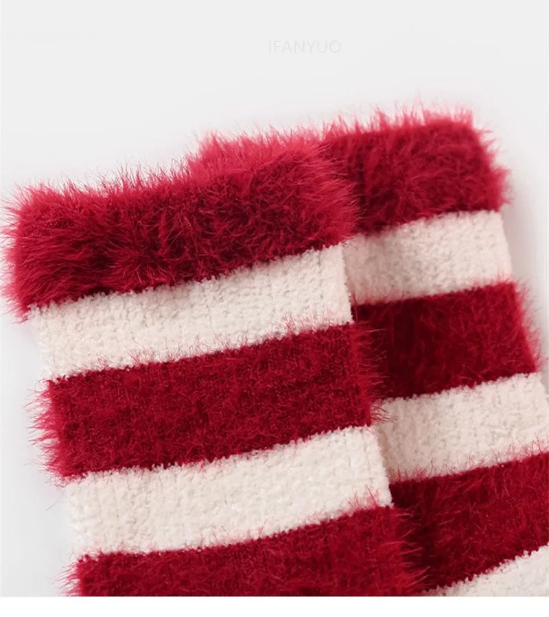 0-12Y Children Winter Plush Socks Christmas New Year Red Newborn Baby Toddler Socken Thicken Warm Boys Girls Children Stockings